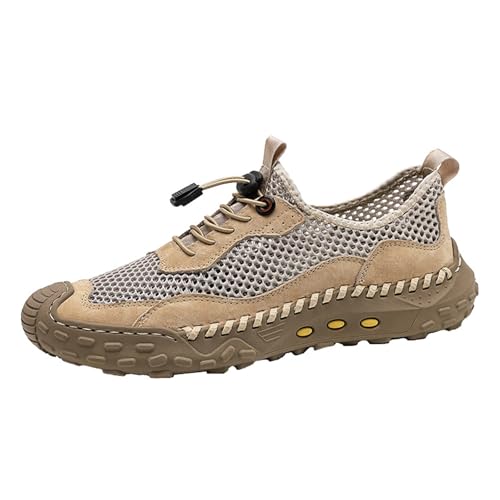 CuteFlats Herren-Sneaker, Bequem, Strapazierfähig, Leder, Atmungsaktiv, Mesh, Laufschuhe(Sand, 42) von CuteFlats