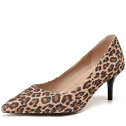 CuteFlats Lässige Pumps mit Spitzer Zehenpartie und Stiletto-Absatz für Verabredungen/Hochzeiten (Leopard, 39 EU) von CuteFlats