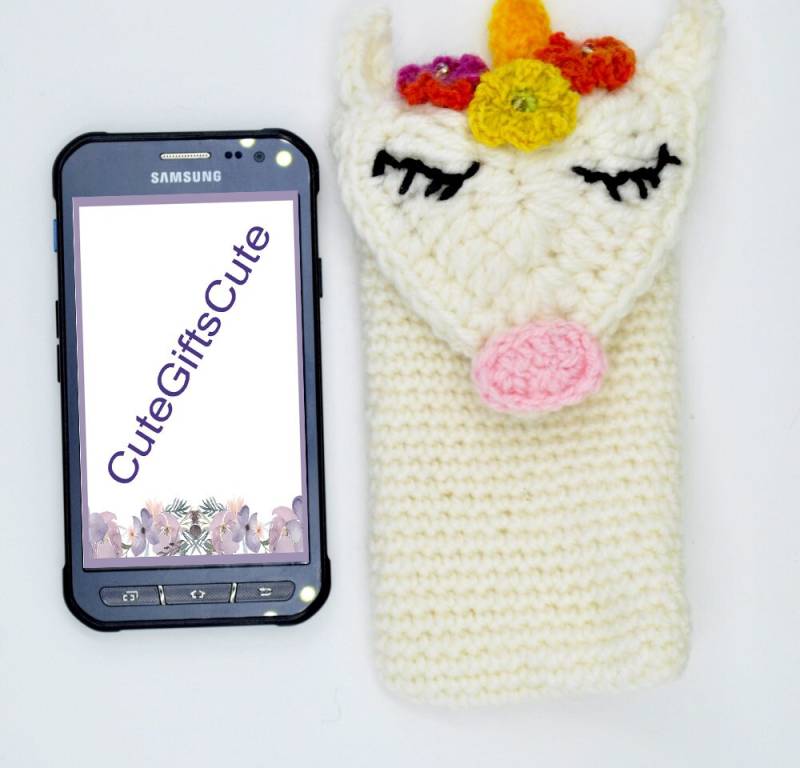 Einhorn Geschenk Für Mädchen, Handy-Gemütlichkeit Mit Magnetverschluss, Gehäkelte Einhorn Geschenk Für Mädchen, Handy-Gemütlichkeit Mit Magnetverschluss, Gehäkelte von CuteGiftsforU