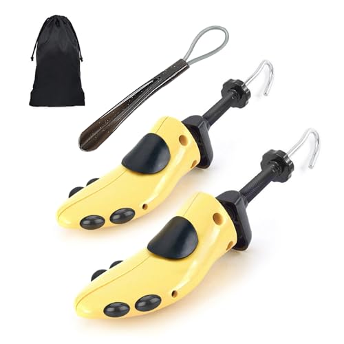 CuteHome 1 Paar Schuhspanner Damen, 2 Wege Schuhdehner, Schuhdehner Schuhweiter für Einstellbare Länge und Breite Schuhstrecker mit Schuhlöffel,Gelb von CuteHome