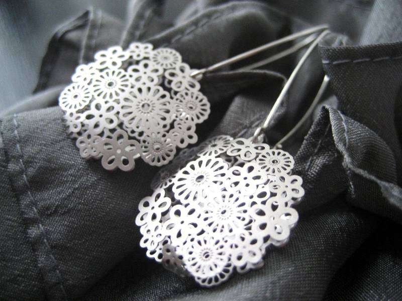 Silber Ohrringe, Filigrane Spitze Sterling Modern, Simple, Ohrringe By Cutejewels Silber Ohrringe, Filigrane Spitze Sterling Modern, Simple, Ohrringe By Cutejewels von CuteJewels
