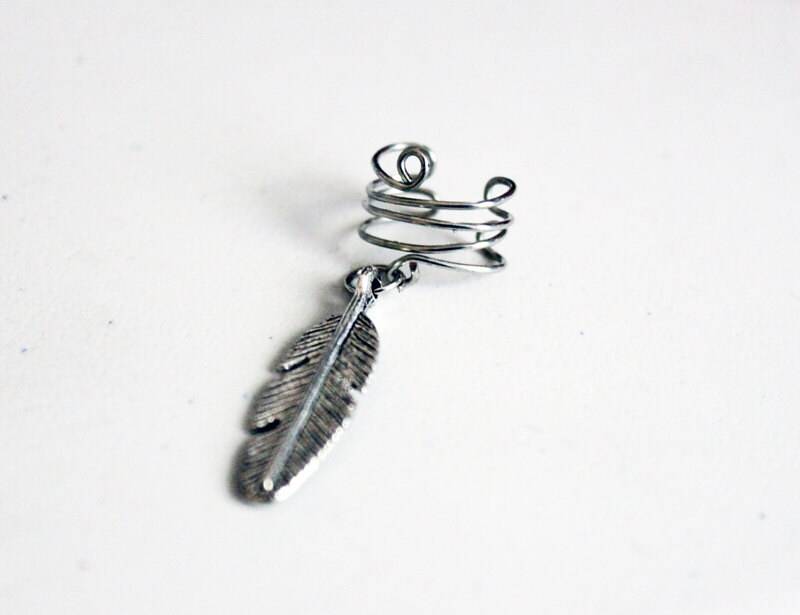 Antike Silber Feder Ohrmanschette - Kein Piercing Erforderlich von CuteNSassyShop
