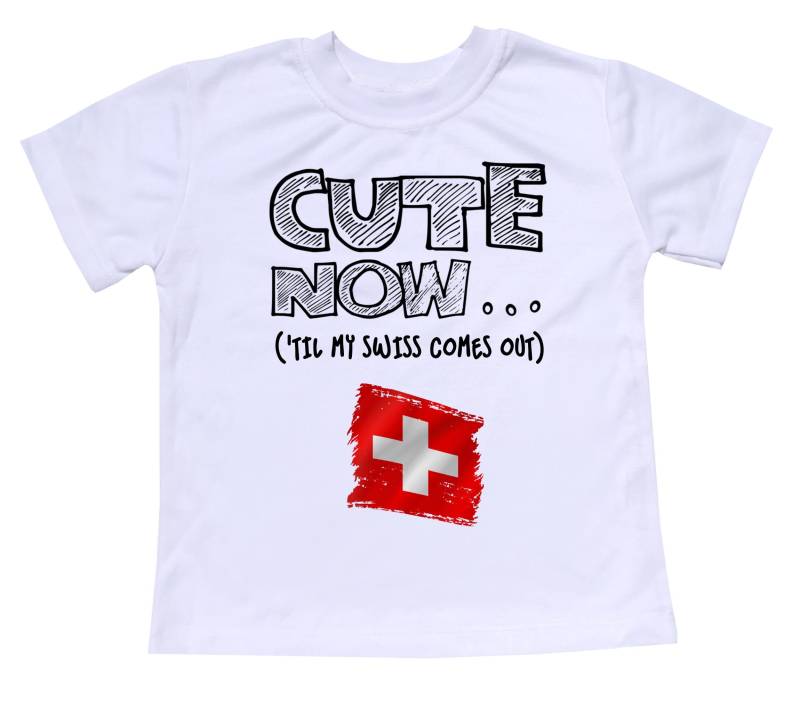 Niedlich Jetzt ... Bis Mein Schweizer Kommt Lustige Kleinkind Kinder Schweiz Flagge Kurzarm T-Shirt Kleidung von CuteNow