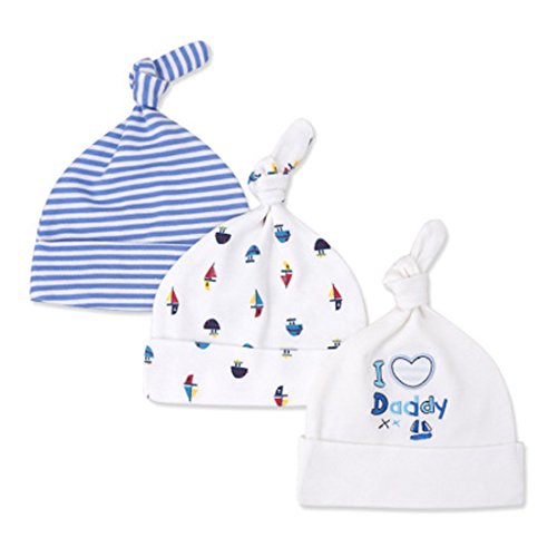 CuteOn 3 Pack Baby Beanie Knoten Hut Neugeboren Jungen Mädchen Baumwolle Einstellbar Kappe zum Baby 0-6 Monate von CuteOn