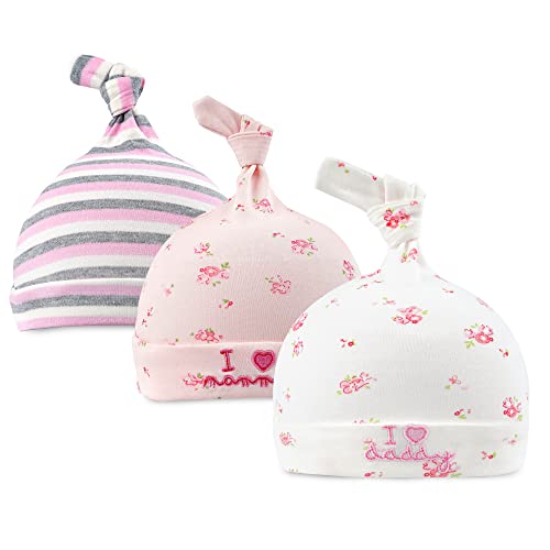 CuteOn 3 Pack Baby Beanie Knoten Hut Neugeboren Jungen Mädchen Baumwolle Einstellbar Kappe zum Baby 0-6 Monate von CuteOn