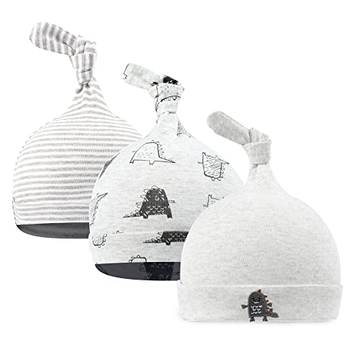 CuteOn 3 Pack Baby Beanie Knoten Hut Neugeboren Jungen Mädchen Baumwolle Einstellbar Kappe zum Baby 0-6 Monate von CuteOn