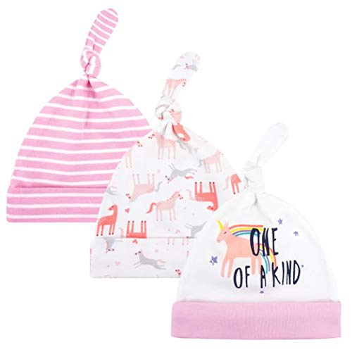 CuteOn 3 Pack Baby Beanie Knoten Hut Neugeboren Jungen Mädchen Baumwolle Einstellbar Kappe zum Baby 0-6 Monate von CuteOn