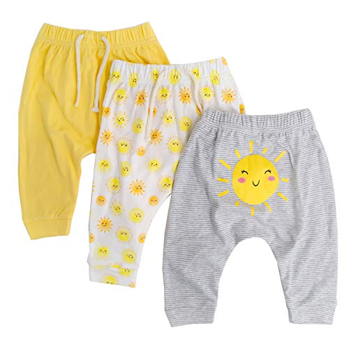 CuteOn 3 Packung Unisex Kinder Kleinkind Harem Hose Baumwolle Elastisch Trousers (14Sun, 12 Monate) von CuteOn