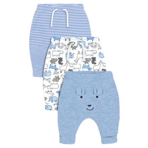 CuteOn 3 Packung Unisex Kinder Kleinkind Harem Hose Baumwolle Elastisch Trousers 15 Blumengarn Blauer Bär 6 Monate von CuteOn