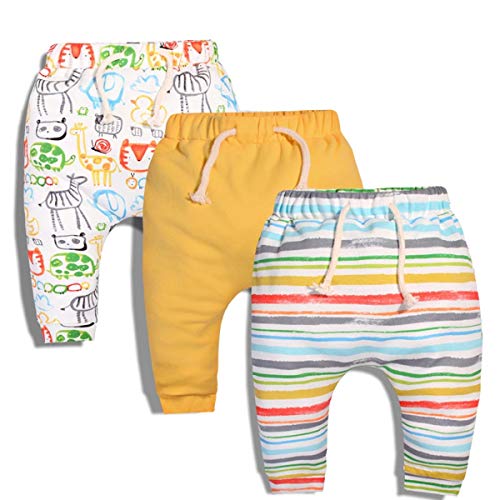 CuteOn 3 Packung Unisex Kinder Kleinkind Harem Hose Baumwolle Elastisch Trousers von CuteOn