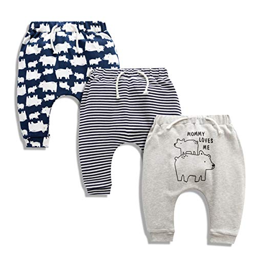 CuteOn 3 Packung Unisex Kinder Kleinkind Harem Hose Baumwolle Elastisch Trousers 6 Monate von CuteOn