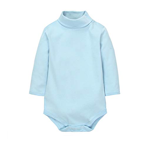 CuteOn Baby Jungen MädchenTurtleneck Baumwolle Bodysuit Strampler-Hellblau- 6 Monate von CuteOn