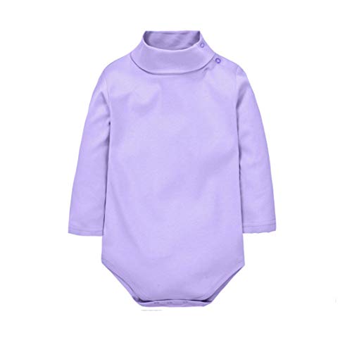 CuteOn Baby Jungen MädchenTurtleneck Baumwolle Bodysuit Strampler-Helles Lila- 6 Monate von CuteOn