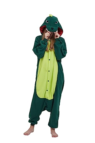 CuteOn Erwachsene Tier Jumpsuits Partei Pyjamas Dame Halloween Onesie Cartoon Performance Kostüme Pyjama Herren Loungewear-Dinosaurier-Grün-XL von CuteOn