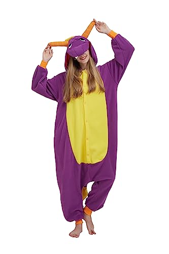 CuteOn Erwachsene Tier Jumpsuits Partei Pyjamas Dame Halloween Onesie Cartoon Performance Kostüme Pyjama Herren Loungewear-Drache-M von CuteOn