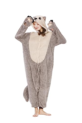 CuteOn Jumpsuit Tier Karneval Kostüm Partei Sleepsuit Cosplay Pyjamas Karikatur Onesie Damen Schlafanzug Erwachsene Unisex Nachtwäsche-Seeotter-L von CuteOn