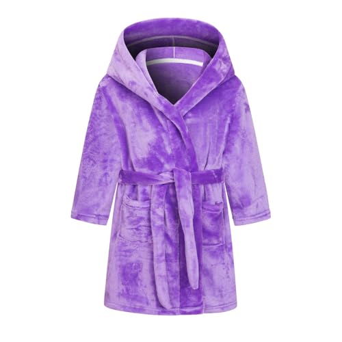 CuteOn Jungen Mädchen Morgenmantel Kapuze Weiche Flanell Robe Casual Nachtwäsche für Kinder 11-12Y von CuteOn