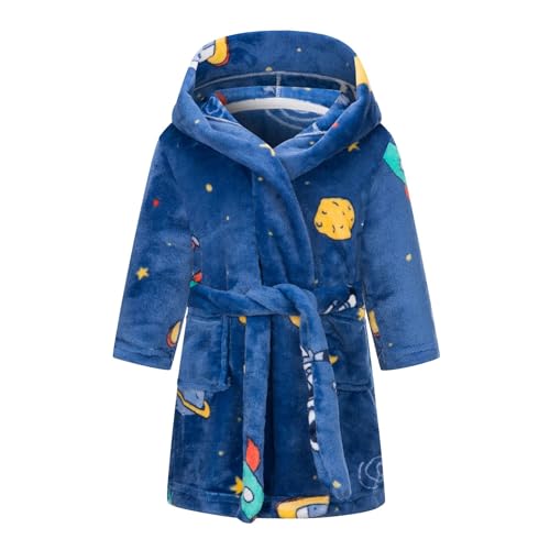 CuteOn Jungen Mädchen Morgenmantel Kapuze Weiche Flanell Robe Casual Nachtwäsche für Kinder 2-3Y von CuteOn