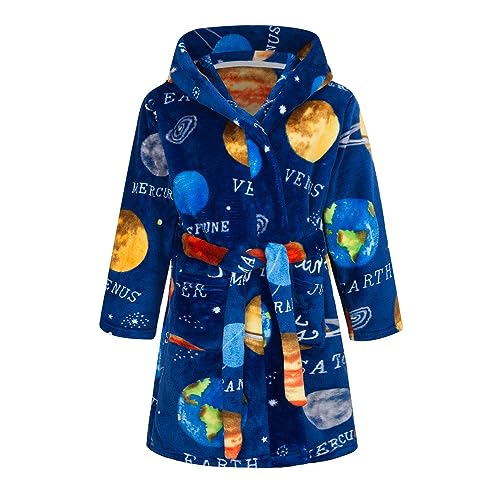 CuteOn Jungen Mädchen Morgenmantel Kapuze Weiche Flanellrobe Lässige Nachtwäsche für Kinder 7-8Y von CuteOn