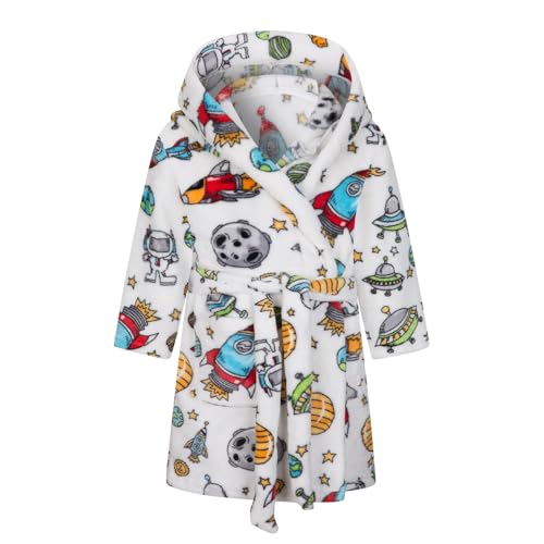 CuteOn Jungen Mädchen Morgenmantel mit Kapuze Weiche Flanellrobe Lässige Nachtwäsche für Kinder 5-6Y von CuteOn