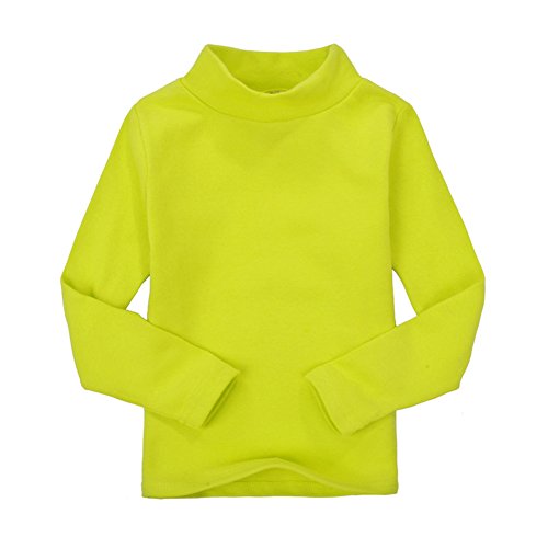 CuteOn Kids Kinder High Neck T-Shirt Baumwolle Tops Shirt Zitrone-Grün 5 Jahre von CuteOn