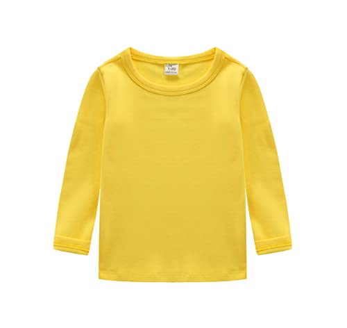CuteOn Kinder Jungen Mädchen Langarm Baumwoll T-Shirt Gelb 130/6T von CuteOn
