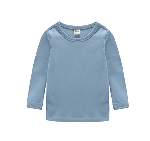 CuteOn Kinder Jungen Mädchen Langarm Baumwoll T-Shirt Hellblau 110/4T von CuteOn