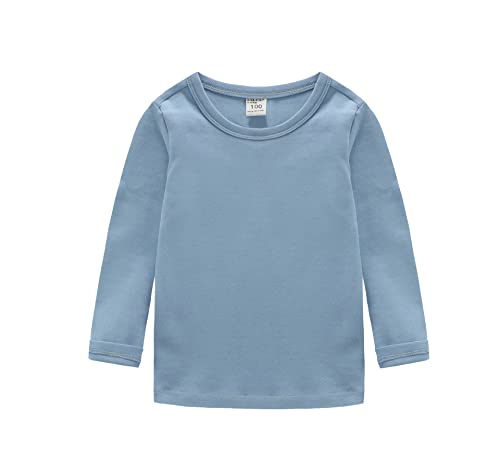 CuteOn Kinder Jungen Mädchen Langarm Baumwoll T-Shirt Hellblau 130/6T von CuteOn