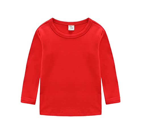 CuteOn Kinder Jungen Mädchen Langarm Baumwoll T-Shirt Rot 100/3T von CuteOn