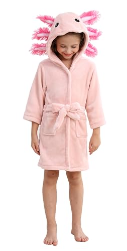 CuteOn Mädchen Bademantel Kinder Geschenke für Kleinkind Jungen Bademantel Axolotl Größe 7-8T von CuteOn