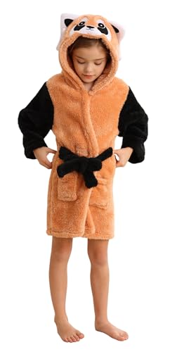 CuteOn Mädchen Bademantel Kinder Geschenke für Kleinkind Jungen Bademantel Waschbär Größe 11-13T von CuteOn