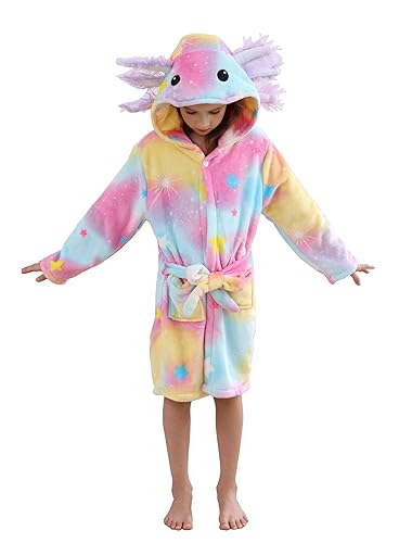 CuteOn Mädchen Bademantel Kinder Geschenke für Kleinkind Jungen Robe Axolotl Größe 3-4T von CuteOn