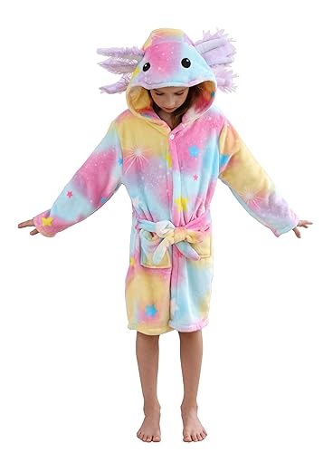 CuteOn Mädchen Bademantel Kinder Geschenke für Kleinkind Jungen Robe Axolotl Größe 9-11T von CuteOn