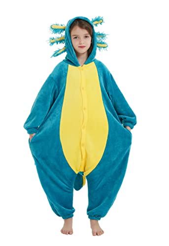 CuteOn Pyjamas Onesies Cosplay Kinder Unisex Tiere Halloween Kostüm Overalls Nachtwäsche Blauer Axolotl 7 Jahre von CuteOn
