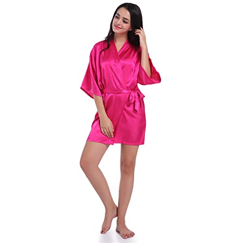 CuteOn Robes for Women Silk Robe for Bridesmaids Bride Party RoseRed S von CuteOn