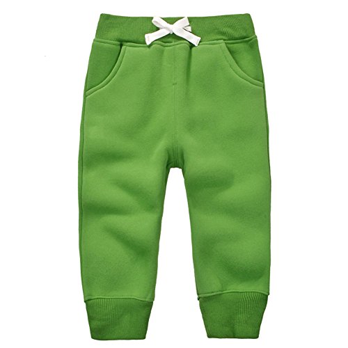 CuteOn Unisex Kinder Elastisch Taille Baumwolle Warm Hose Baby Trousers Unterteile Gras-Grün 3Jahre von CuteOn