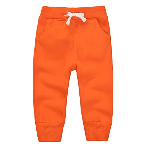 CuteOn Unisex Kinder Elastisch Taille Baumwolle Warm Hose Baby Trousers Unterteile Orange 2Jahre von CuteOn