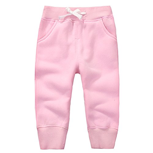 CuteOn Unisex Kinder Elastisch Taille Baumwolle Warm Hose Baby Trousers Unterteile Rosa 3Jahre von CuteOn