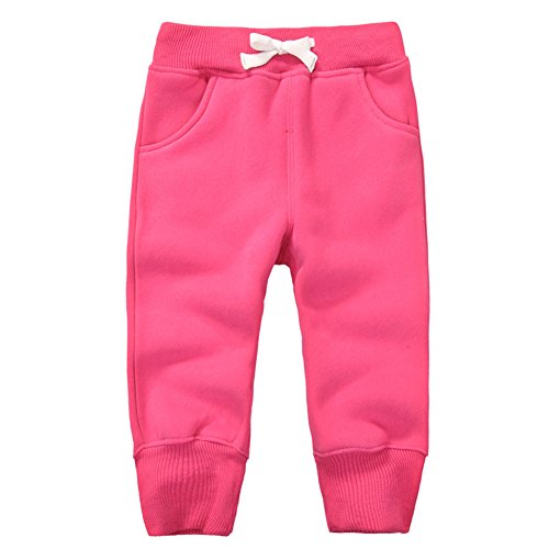 CuteOn Unisex Kinder Elastisch Taille Baumwolle Warm Hose Baby Trousers Unterteile Rosenrot 1Jahre von CuteOn