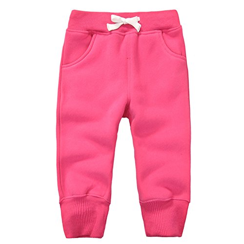 CuteOn Unisex Kinder Elastisch Taille Baumwolle Warm Hose Baby Trousers Unterteile Rosenrot 3Jahre von CuteOn