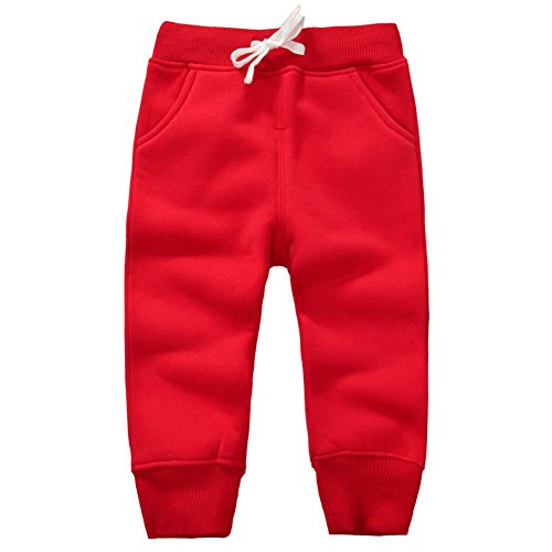 CuteOn Unisex Kinder Elastisch Taille Baumwolle Warm Hose Baby Trousers Unterteile Rot 4Jahre von CuteOn