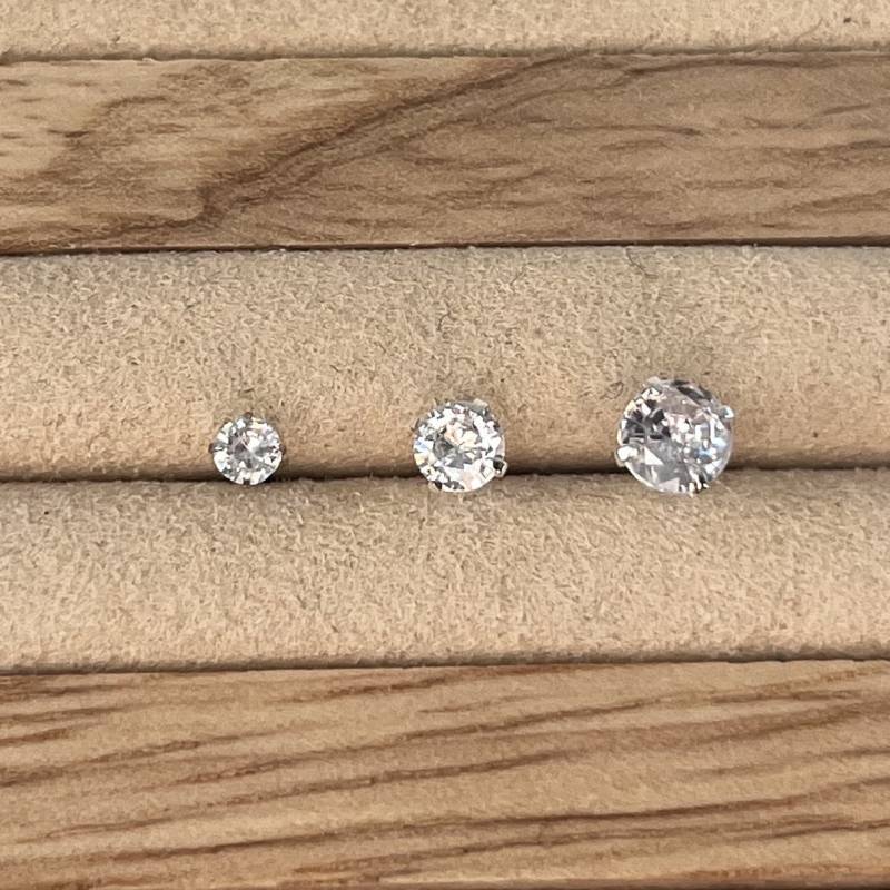 Cusije® 925 Silber, Basic Paar Ohrstecker Mit Zirkonia, 3 Größen von CuteSilverJewellery