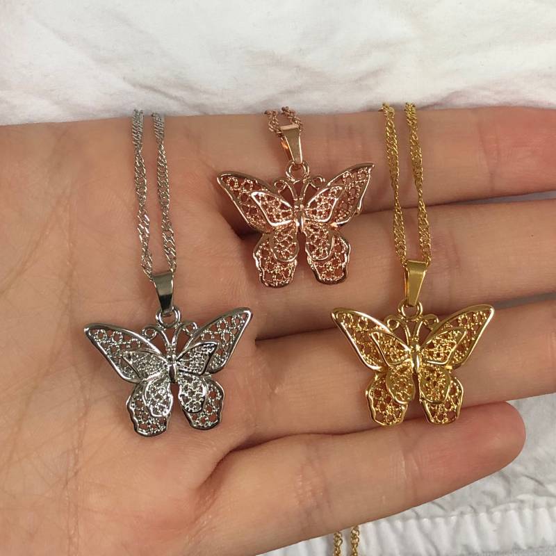 Cusije® Halsketten Für Beste Freunde, Schmetterling, 45cm, 3 Farben von CuteSilverJewellery