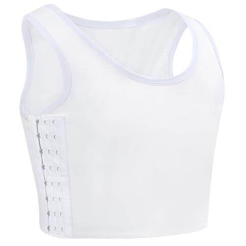 CuteStreet Transgender FTM Brustbinde, verstellbar, erschwinglich, atmungsaktiv und stark, Kompressions-Tanktop, Trans Bra Binder, Weiss/opulenter Garten, X-Klein von CuteStreet