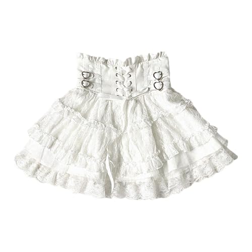 Cuteighteen Lolita Rüschenrock, kurz, für Damen, Teenager, japanisch, Y2K, Kawaii, elastisch, hohe Taille, Schnürung, gestuft, fließend, niedlich, Weiss/opulenter Garten, Einheitsgröße Cuteighteen Lolita Rüschenrock, kurz, für Damen, Teenager, japanisch, Y2K, Kawaii, elastisch, hohe Taille, Schnürung, gestuft, fließend, niedlich, Weiss/opulenter Garten, Einheitsgröße von Cuteighteen