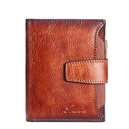 Cutemoria Herren-Geldbörse aus Leder, RFID-Falt-Geldbörsen für Herren, große Kapazität, mehrere Kartenhalter, Geldbörse mit Reißverschluss, Münzfach, Braun, Retro Cutemoria Herren-Geldbörse aus Leder, RFID-Falt-Geldbörsen für Herren, große Kapazität, mehrere Kartenhalter, Geldbörse mit Reißverschluss, Münzfach, Braun, Retro von Cutemoria