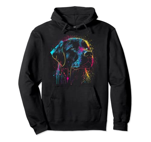 Schwarzer Labrador-Hundemalerei, Aquarellfarbe, bunte Mama Pullover Hoodie von Cutest Black Labrador Dog Fi