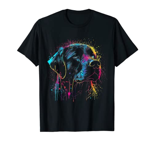 Schwarzer Labrador-Hundemalerei, Aquarellfarbe, bunte Mama T-Shirt von Cutest Black Labrador Dog Fi