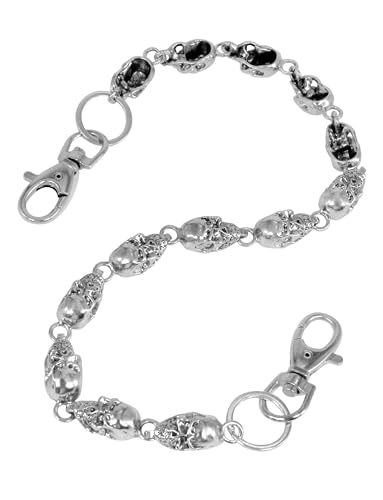 Cutextris Totenkopf Biker Geldbörse Kette für Herren Gothic Punk Hosenkette Heavy Metal Jeans Zubehör von Cutextris