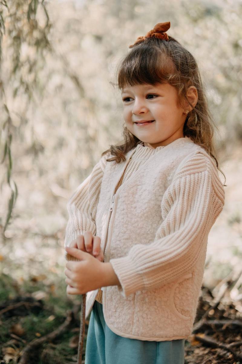 Teddyweste Kinder Unisex -Fleece Weste Beige Braun - Outdoor Herbst Jungen Mädchen Kuschelig & Warm von Cutibub